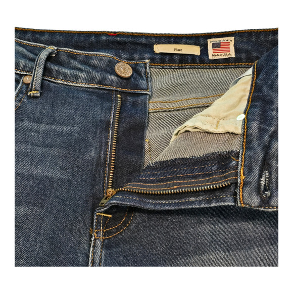 NoEnd Denim Jeans Womens Size 27 Blue Flare Mid-Rise Raw Hem Made in USA - Picture 8 of 16